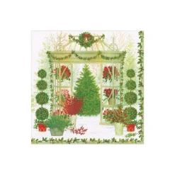 Caspari Christmas Napkins|Paper Cocktail Napkins|Winter Conservatory Paper Cocktail Napkins - 20 Per Package