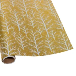 Caspari Christmas Wrapping Paper|Wrapping Paper|Winter Trees Gold & White Embossed Foil Gift Wrap - One 30" x 6' Roll