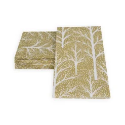 Caspari Christmas Napkins|Paper Guest Towels|Winter Trees Gold & White Guest Towel Napkins - 15 Per Package