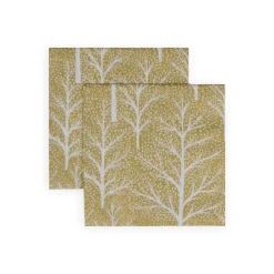 Caspari Christmas Napkins|Paper Cocktail Napkins|Winter Trees Gold & White Cocktail Napkins - 20 Per Package