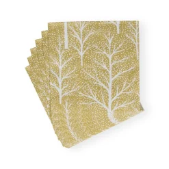 Caspari Christmas Napkins|Paper Luncheon Napkins|Winter Trees Gold & White Luncheon Napkins - 20 Per Package