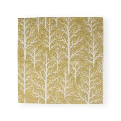 Caspari Christmas Napkins|Paper Luncheon Napkins|Winter Trees Gold & White Luncheon Napkins - 20 Per Package