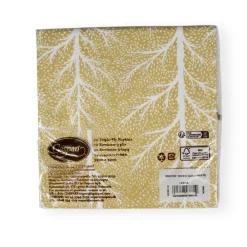 Caspari Christmas Napkins|Paper Luncheon Napkins|Winter Trees Gold & White Luncheon Napkins - 20 Per Package