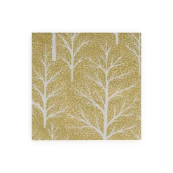 Caspari Paper Dinner Napkins|Winter Trees Gold & White Napkin Dinner - 20 Per Package