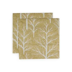Caspari Paper Dinner Napkins|Winter Trees Gold & White Napkin Dinner - 20 Per Package