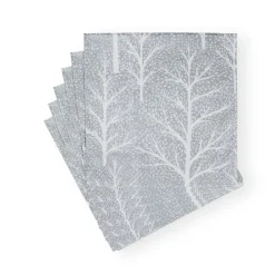 Caspari Christmas Napkins|Paper Luncheon Napkins|Winter Trees Silver & White Luncheon Napkins - 20 Per Package