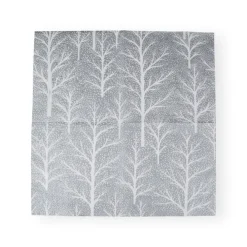 Caspari Christmas Napkins|Paper Luncheon Napkins|Winter Trees Silver & White Luncheon Napkins - 20 Per Package