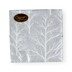 Caspari Christmas Napkins|Paper Luncheon Napkins|Winter Trees Silver & White Luncheon Napkins - 20 Per Package