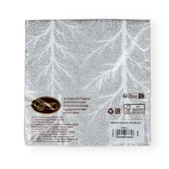 Caspari Christmas Napkins|Paper Luncheon Napkins|Winter Trees Silver & White Luncheon Napkins - 20 Per Package