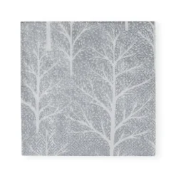 Caspari Christmas Napkins|Paper Cocktail Napkins|Winter Trees Silver & White Cocktail Napkins - 20 Per Package