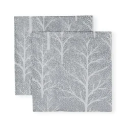 Caspari Christmas Napkins|Paper Cocktail Napkins|Winter Trees Silver & White Cocktail Napkins - 20 Per Package
