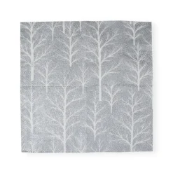 Caspari Christmas Napkins|Paper Cocktail Napkins|Winter Trees Silver & White Cocktail Napkins - 20 Per Package