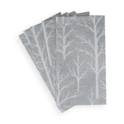 Caspari Christmas Napkins|Paper Guest Towels|Winter Trees Silver & White Guest Towel Napkins - 15 Per Package