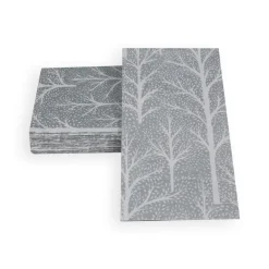 Caspari Christmas Napkins|Paper Guest Towels|Winter Trees Silver & White Guest Towel Napkins - 15 Per Package