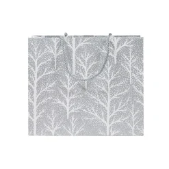 Caspari Christmas Gift & Bottle Bags|Gift & Bottle Bags|Winter Trees Silver Large Gift Bag - 1 Each