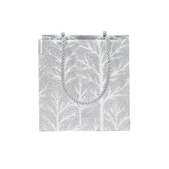 Caspari Christmas Gift & Bottle Bags|Gift & Bottle Bags|Winter Trees Silver Small Square Gift Bag - 1 Each