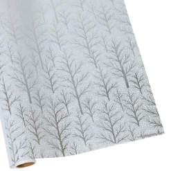 Caspari Christmas Wrapping Paper|Wrapping Paper|Winter Trees White & Silver Embossed Foil Gift Wrap - One 30" x 6' Roll