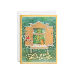 Caspari Christmas And Holiday Cards|Boxed Holiday Cards|Wintry Window View Classic Boxed Christmas Cards - includes 15 cards & envelopes