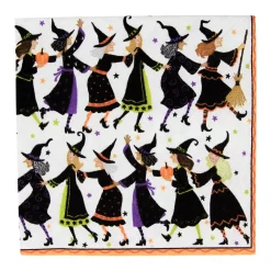 Caspari Halloween|Paper Cocktail Napkins|Witches Conga Line Cocktail Napkins - 20 Per Package
