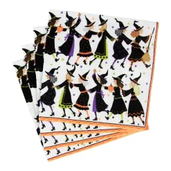 Caspari Halloween|Paper Cocktail Napkins|Witches Conga Line Cocktail Napkins - 20 Per Package