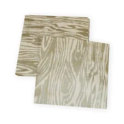 Caspari Paper Dinner Napkins|Woodgrain Silver & Gold Napkin Dinner - 20 Per Package