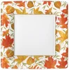 Caspari Thanksgiving|Paper Dinner Plates|Woodland Leaves Square Paper Dinner Plates in Ivory - 8 Per Package