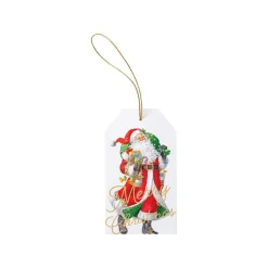 Caspari Christmas Gift Tags & Labels|Gift Tags & Enclosure Cards|Woodland Santa Classic Foil Gift Tags - 4 Per Package