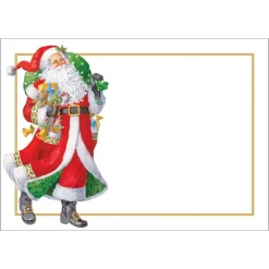 Caspari Christmas Gift Tags & Labels|Gift Tags & Enclosure Cards|Woodland Santa Self-Adhesive Labels - 12 Per Package
