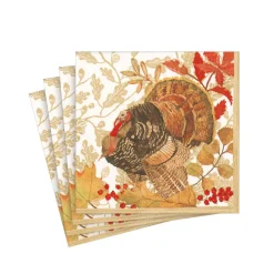 Caspari Thanksgiving|Paper Cocktail Napkins|Woodland Turkey Paper Cocktail Napkins - 20 Per Package
