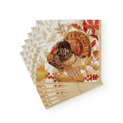 Caspari Thanksgiving|Paper Luncheon Napkins|Woodland Turkey Paper Luncheon Napkins - 20 Per Package