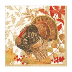 Caspari Thanksgiving|Paper Luncheon Napkins|Woodland Turkey Paper Luncheon Napkins - 20 Per Package