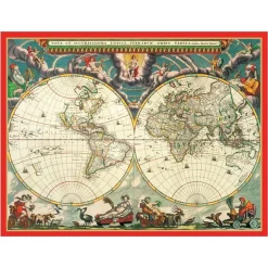 Caspari Christmas And Holiday Cards|Boxed Holiday Cards|World Map Large Boxed Christmas Cards - includes 15 cards & envelopes
