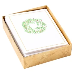 Caspari Note Cards|Wreath Assorted Embossed Boxed Note Cards - 10 Note Cards & 10 Envelopes