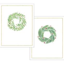 Caspari Note Cards|Wreath Assorted Embossed Boxed Note Cards - 10 Note Cards & 10 Envelopes