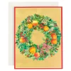 Caspari Christmas And Holiday Cards|Boxed Holiday Cards|Wreath With Stripe Bow Large Boxed Christmas Cards - includes 15 Boxed Christmas Cards & Envelopes