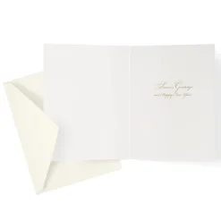 Caspari Christmas And Holiday Cards|Boxed Holiday Cards|Wreath With Stripe Bow Large Boxed Christmas Cards - includes 15 Boxed Christmas Cards & Envelopes