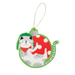 Caspari Christmas Gift Tags & Labels|Gift Tags & Enclosure Cards|Yule Cats Decorative Die-Cut Gift Tag - 4 Per Package