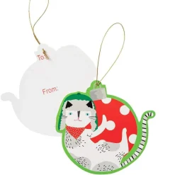 Caspari Christmas Gift Tags & Labels|Gift Tags & Enclosure Cards|Yule Cats Decorative Die-Cut Gift Tag - 4 Per Package