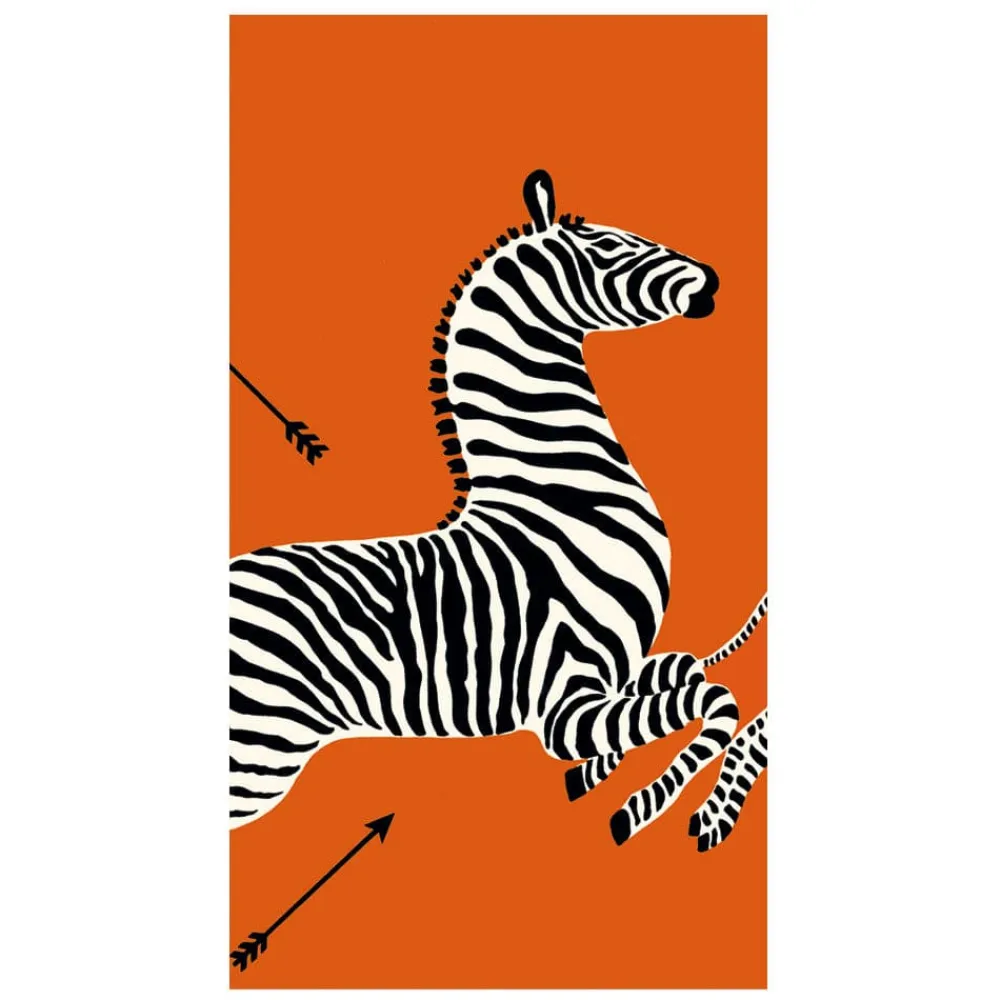 Caspari Paper Guest Towels|Zebras Orange Guest Towel Napkins - 15 Per Package