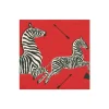 Caspari Christmas Napkins|Valentine'S Day|Zebras Paper Cocktail Napkins in Red - 20 Per Package